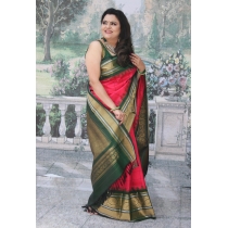 Pure Silk Crimson Red Kuttu Gadhwal