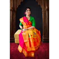 Pure Silk Handloom Radiant Magenta Pink Paithani