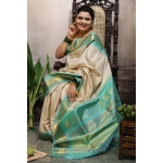 Pure Silk Beige/Sand Gold Kuttu Gadhwal
