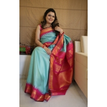 Pure Silk Serene Seafoam Blue Kuttu Gadhwal