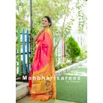 Pink & Orange Pure Silk Paithani Saree with Golden Zari and Peacock Pallu