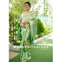 Elegant Sea Green Tissue Kanjivaram Silk Saree