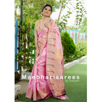 Traditional Pink & Orange Paithani Silk Saree with Peacock Motifs