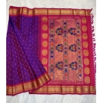 Royal Purple With Rani Zari Border Pure Silk Handloom Kalanjali Paithani