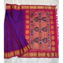Royal Purple With Rani Zari Border Pure Silk Handloom Kalanjali Paithani