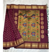 Maroon Pure Silk Handloom Kalanjali Paithani