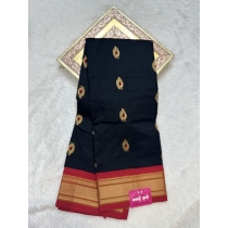 Black Poweloom With Red Border Paithani