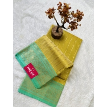 Yellow With Green Border Chanderi