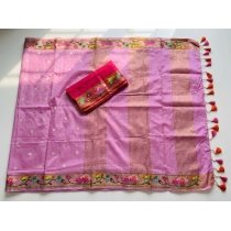Pink Kota Linen Embroidered Saree