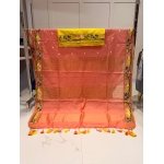 Peach Kota Linen Embroidered Saree